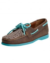 Ariat® Ladies' Palisade Distressed Brown Aqua Moccasins