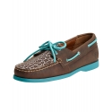 Ariat® Ladies' Palisade Distressed Brown Aqua Moccasins