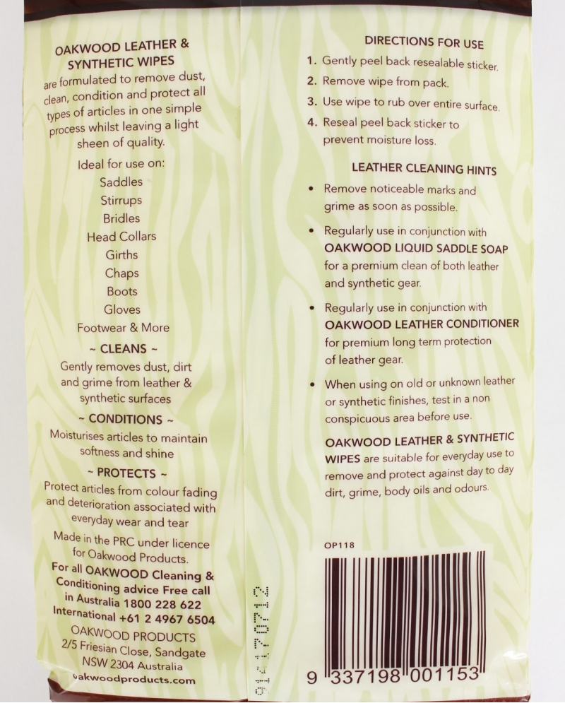 Oakwood® Leather Wipes Fort Brands