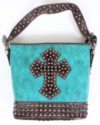 Cercle Y Turquoise Croco Print Argent Croix Outillé Breast Collar 19966 – Neuf