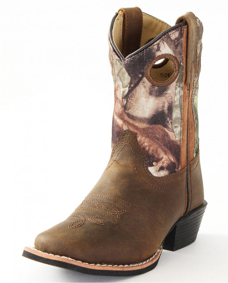 Smoky Childrens Kids Mesa Brown Distress Leather Brown Camo Western Cowboy Boot Smoky Childrens Kids Mesa Brown Distress Leather Brown Camo Western Cowboy Boot