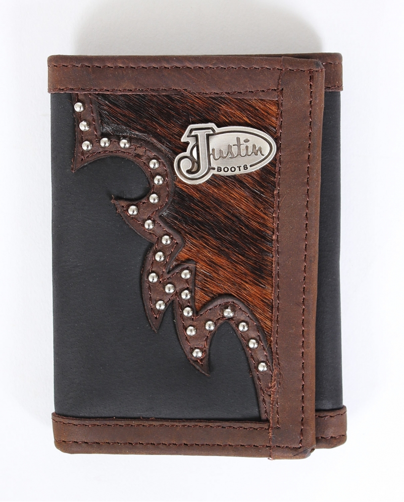 Justin® Men's Black TriFold Wallet Fort Brands