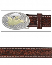 Boys' Tooled Belt With Bull Buckle