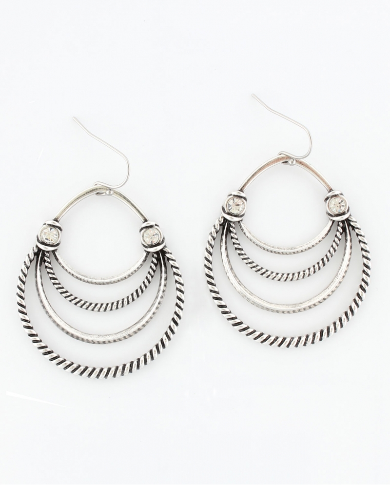 Rock 47 Collection By Montana Silversmiths Vintage Kitsch Layered Rock 47 Collection By Montana Silversmiths Vintage Kitsch Layered Rope And Wire Loops Earrings