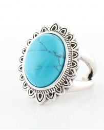 Rock 47® Collection by Montana Silversmiths® Vintage Kitsch Blue Sunflower Fashion Ring