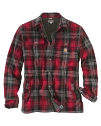 Carhartt® Men's Hubbad Sherpa-lined Shirt Jac - Dark Crimson