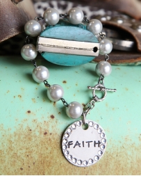 Pink Panache® Ladies' Pearl and Faith Bracelet
