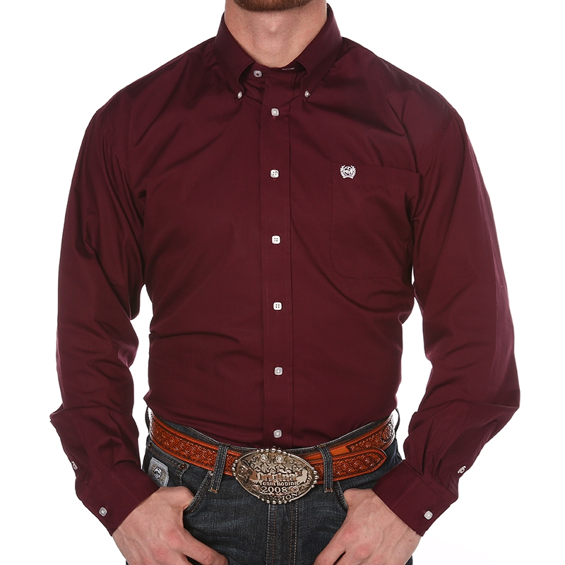 maroon button shirt