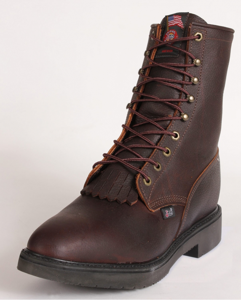 justin lace up steel toe work boots