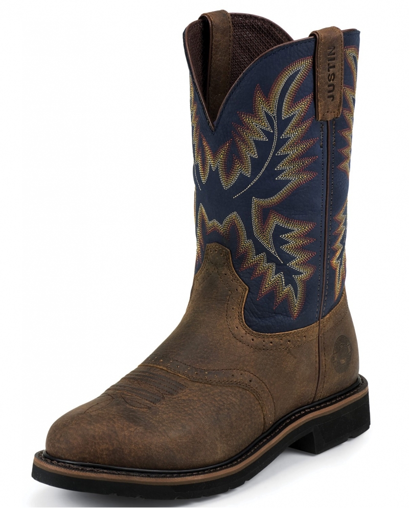 justin stampede steel toe work boots 