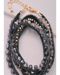 Younique® Ladies' Black and Gold Beaded Bracelet