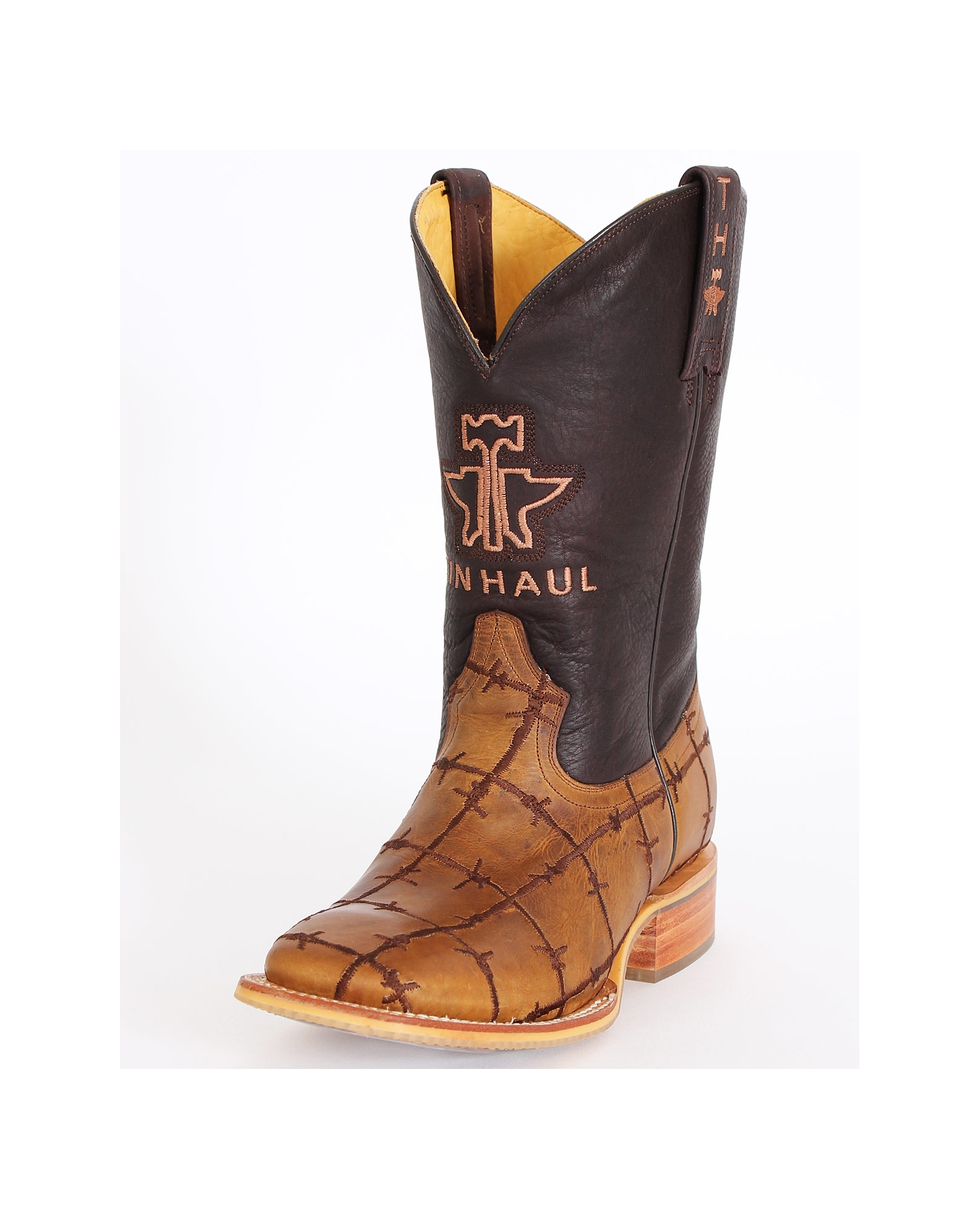NEW TIN HAUL men\'s don\'t fence me in two square toe boot in brown oiled Tin Haul Mens Between 2 Theives Sq Toe Boot– Horse.com main image 3