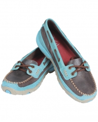 Twisted X Boots® Ladies' Driving Mocs Brown & Turquoise Boat Shoes
