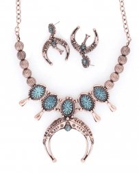 Cindy Smith® Ladies' Copper Turquoise Squash Blossom Necklace Set