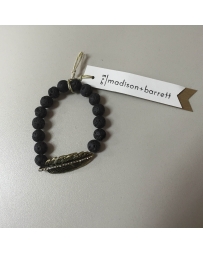 Madison & Barrett® Ladies' Black Lava Bracelet Feather