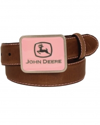 John Deere® Girls' Pink Stitch Buckle Belt