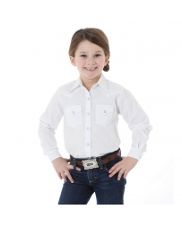 Wrangler® Girls' Solid White Long Sleeve Snap Shirt