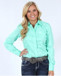 Cinch® Ladies' Green Solid Long Sleeve Shirt