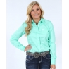 Cinch® Ladies' Green Solid Long Sleeve Shirt