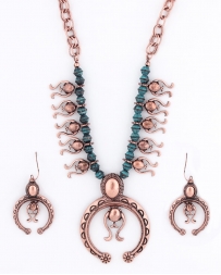 Cindy Smith® Ladies' Copper Turquoise Squash Blossum Necklace Set