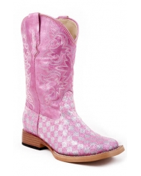 Roper® Girls' Pink Glitter Check Boots