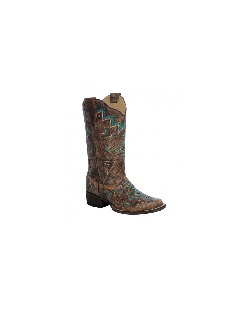 turquoise square toe boots