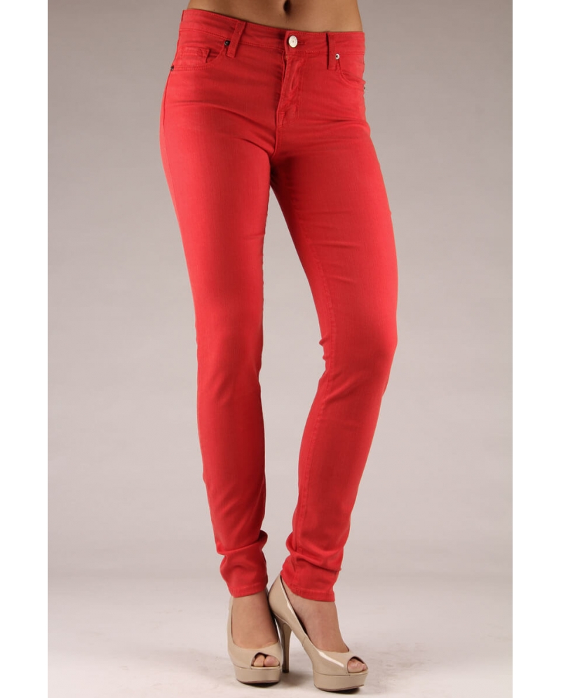 ladies red skinny jeans