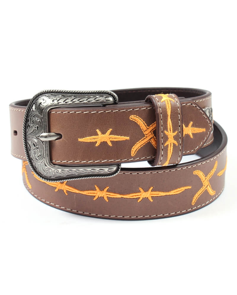 XRBK Twisted X Youth Barbed Wire Stitched Distressed Leather Belt