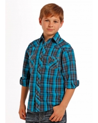 Rock & Roll Cowboy® Boys' Long Sleeve Snap Plaid Shirt