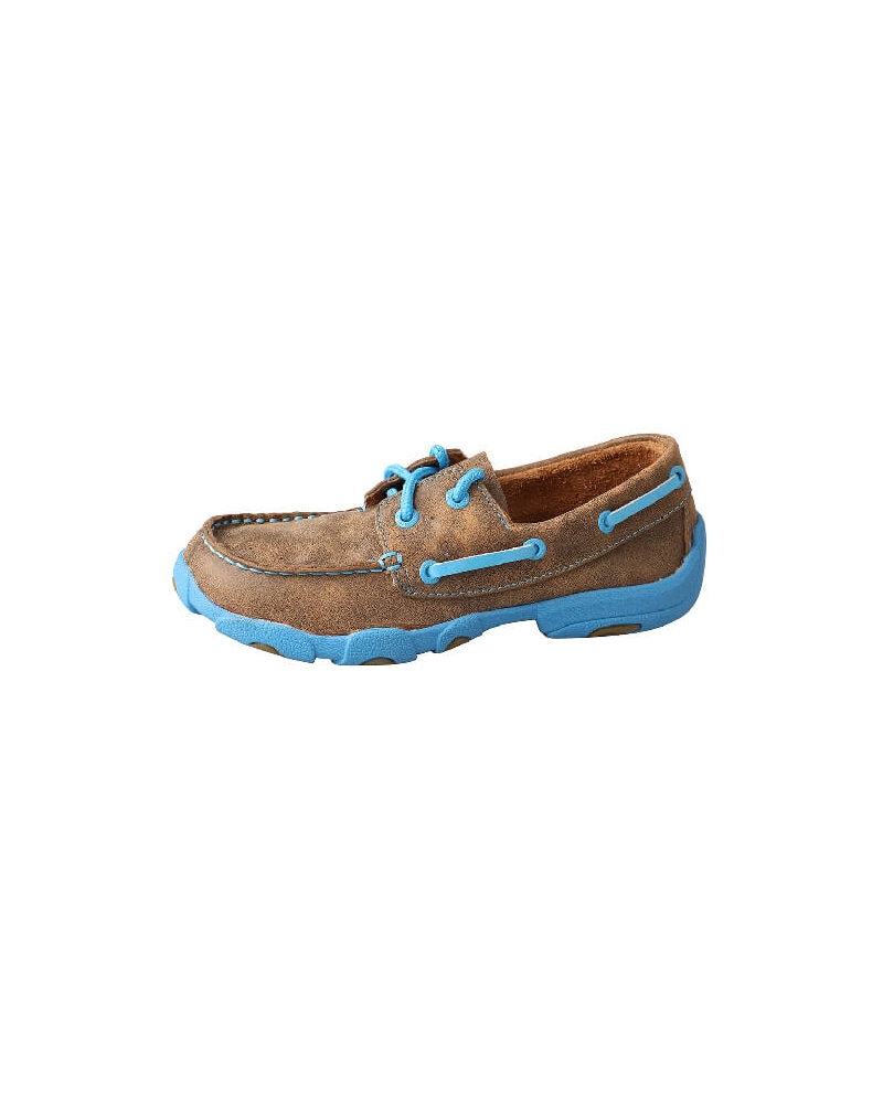 blue driving moccasin