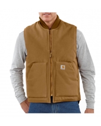 Tough Duck Men's Work Vest, Sherpa Lined, Water-Repellent, Premium Duck Fabric, Durable Zipper, Rib-Knit, Versatile Workwear (CA/US, Alpha, Large, Regular, Regular, Brown