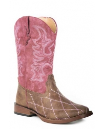 Roper® Girls' Pink Diamond Stitch Boots
