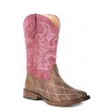 Roper® Girls' Pink Diamond Stitch Boots