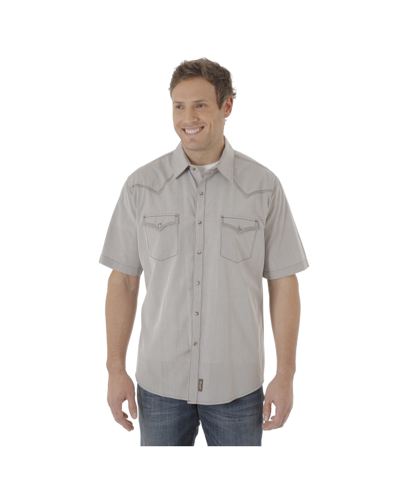 wrangler short sleeve denim shirt