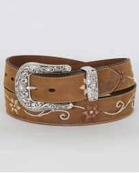 Nocona® Ladies' Embroidered Brown Flower Belt