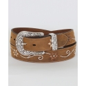 Nocona® Ladies' Embroidered Brown Flower Belt