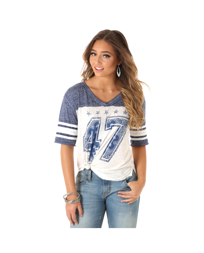 women's v neck baseball tee