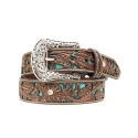 Ariat® Ladies' Turq Inlay Tooled Belt