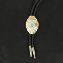 Double S® Men's Turquoise Stone Bolo- Gold