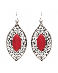 Rock 47 by Wrangler® Ladies' Knotted Lace Red Marquis Earrings