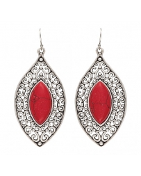 Rock 47 by Wrangler® Ladies' Knotted Lace Red Marquis Earrings