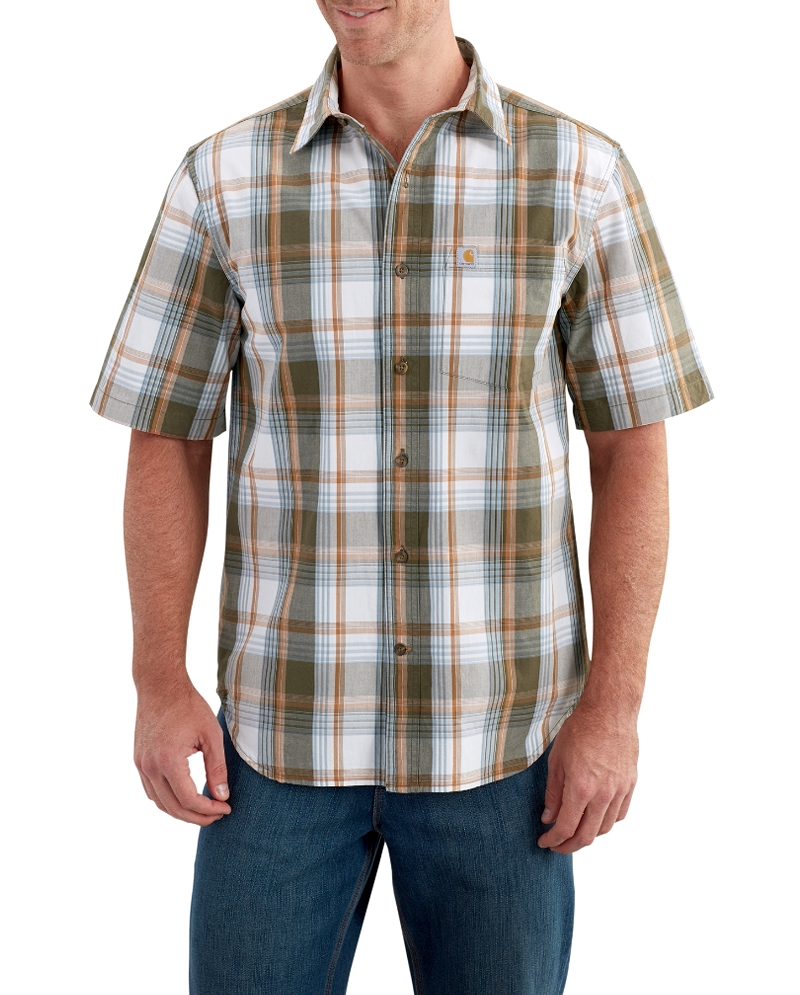 Carhartt® Men's Essential Plaid Open Collar Short Sleeve Shirt - Fort ...