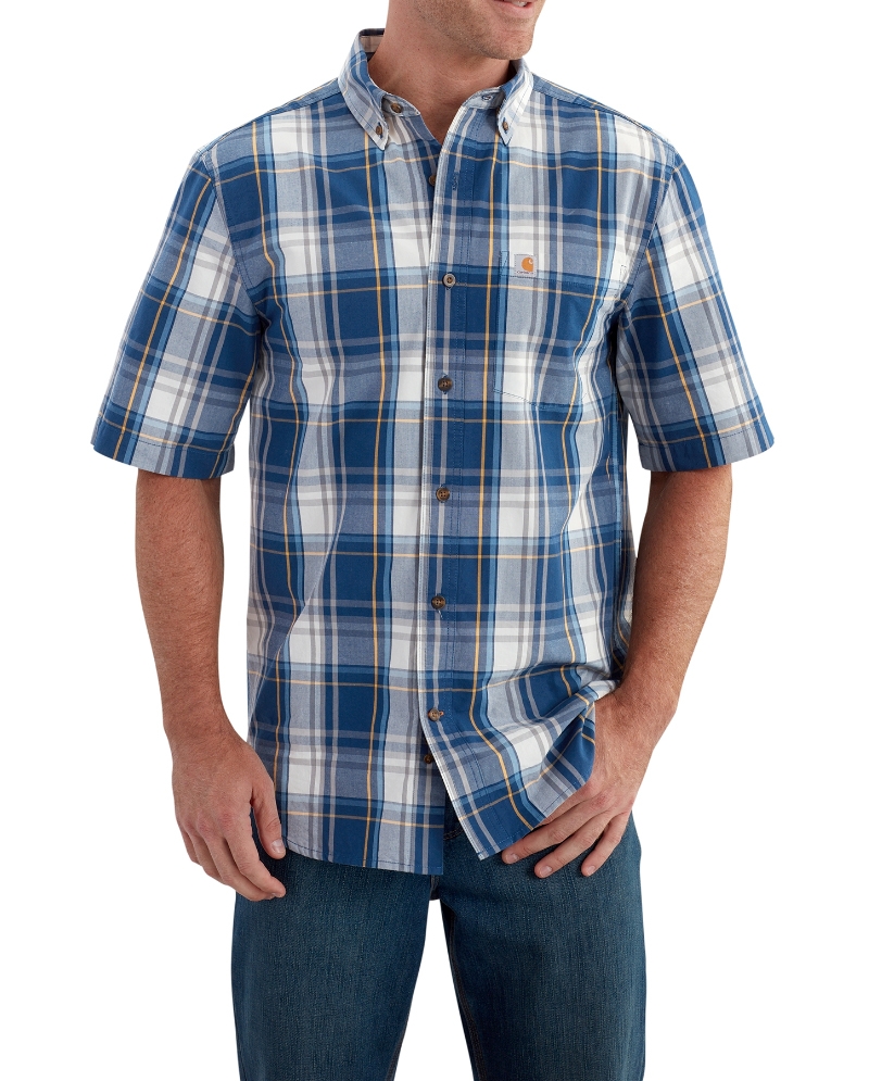 Carhartt® Men's Essential Plaid Button Down Short Sleeve Shirt - Fort ...