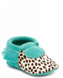 First Step® Girls' Teal Leopard Moc