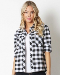 Younique® Ladies' Black And White Checkered Shirt