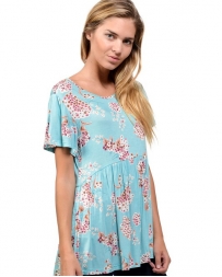 Just 1 Time® Ladies' Short Sleeve Tunic Floral Top