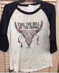 Cowgirl Tuff® Ladies' Take The Bull By The Horn Baseball Tee