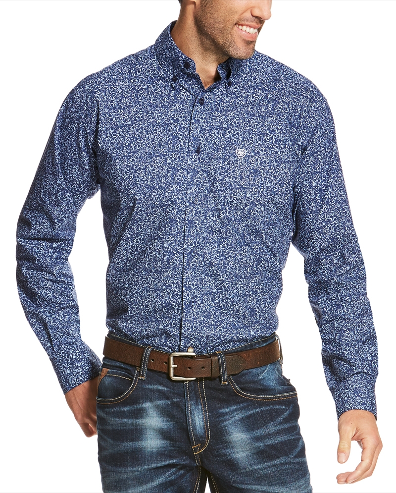 Ariat Men S Fitted Rocklin Print Long Sleeve Shirt Fort Brands