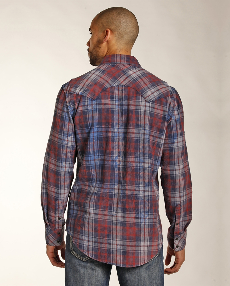  Rock  Roll Cowboy  Men s Long Sleeve Plaid Flannel  Shirt 