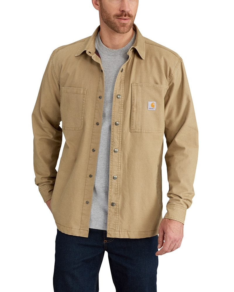 Carhartt Men's Rugged Flex Relaxed Fit Canvas Fleece-Lined Shirt